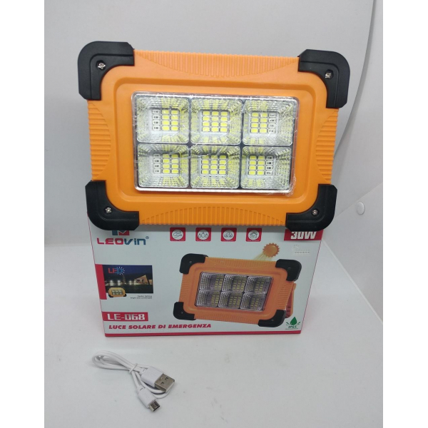 Фонарь прожектор переносной Leovin LE-068 LED 30W 4 режима с павер банком и солнечной батареей