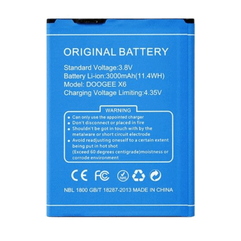 Батарея Doogee X6/X6S/X6 Pro (BAT17403000) 3000mAh (BAT16403000)  [Original PRC]